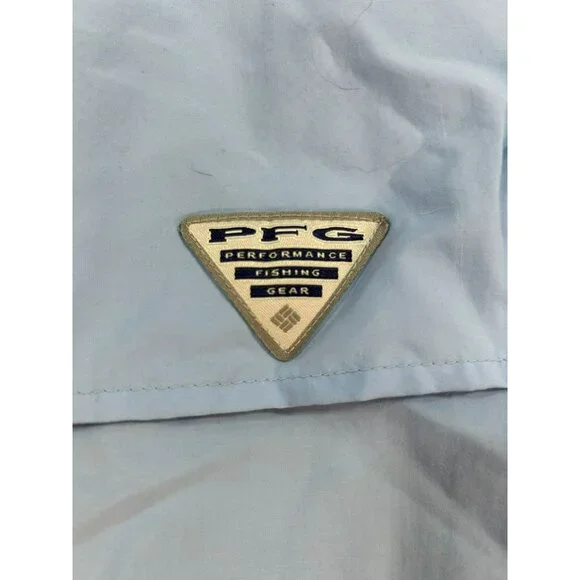 Columbia Mens 2X Omni-Shade Button-Up Long-Sleeve Fishing Shirt Light Blue - Picture 8 of 9